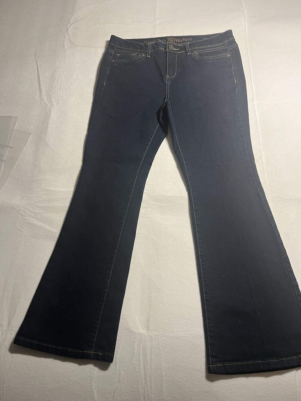 Simply Vera Vera Wang Jeans Womens 10P Short Dark Wash Blue Bootcut Stretch